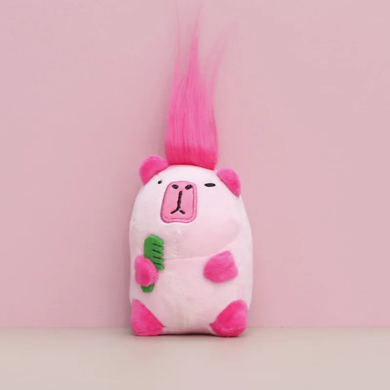 Strawberry Hat Capybara Plush Toy Keychain and Backpack Pendant