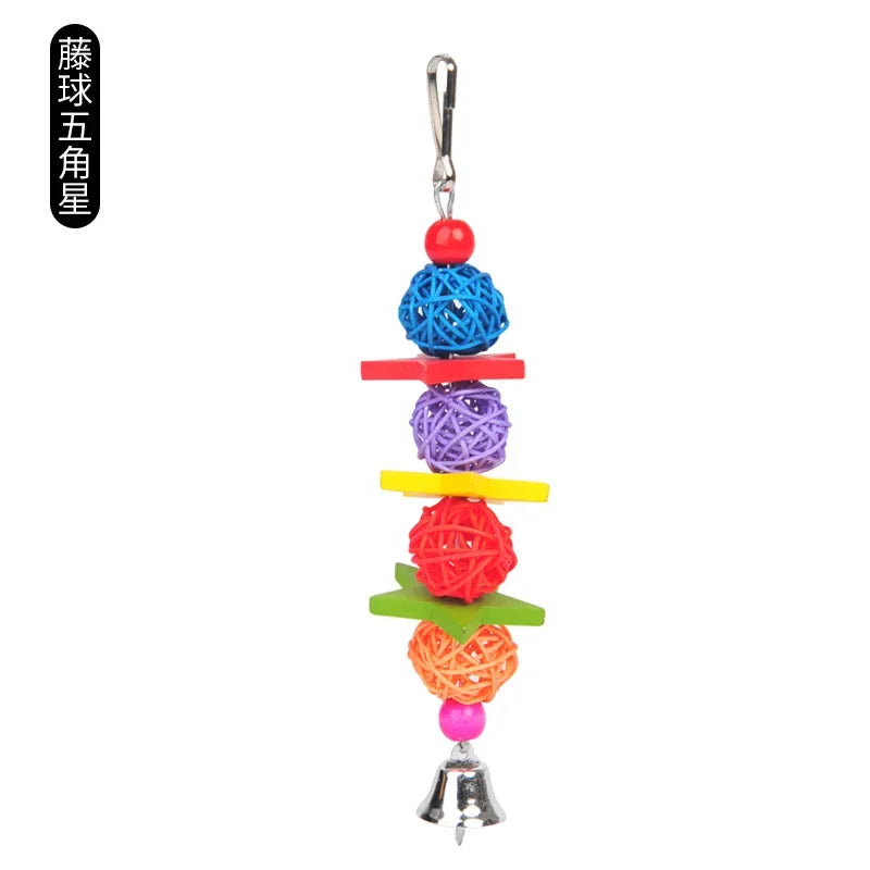 Pack Bird Toy Cage Bird Accessories Wood Parrot Toys Bird Toy Swing Suspension Bridge Ball Cage Bells Pet Supplies Set