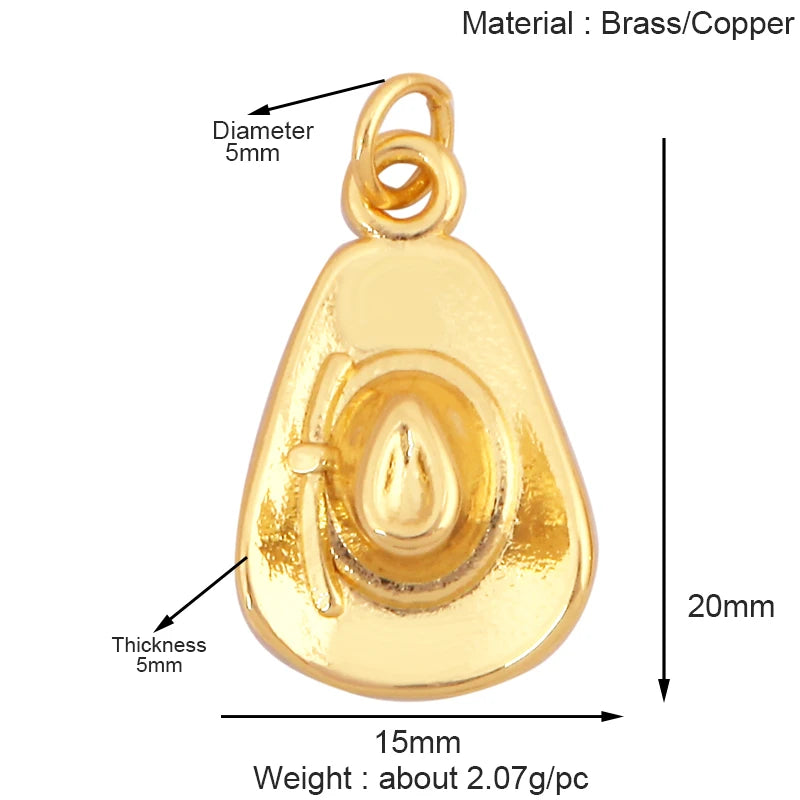 Cowboy Hat Boots Charm Pendant Zirconia 18K Gold Necklace