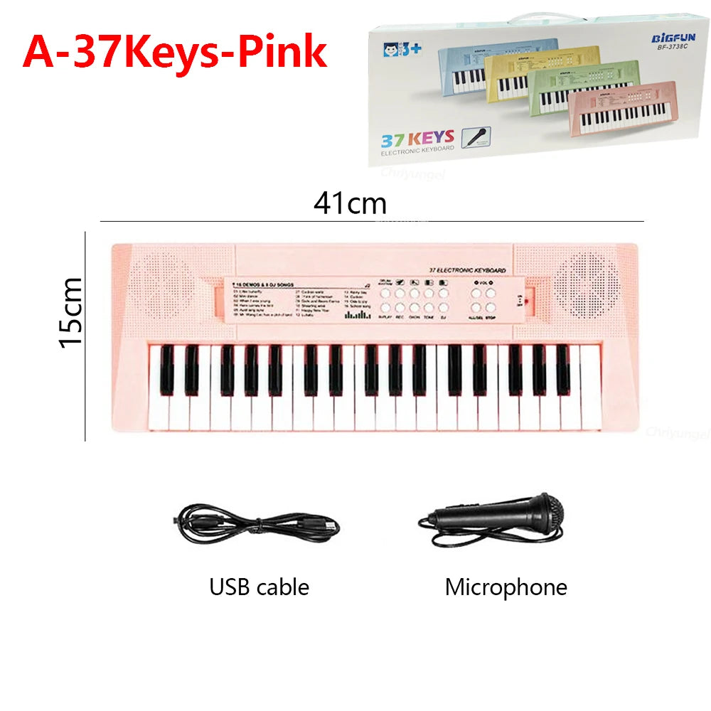 37 Keys Kids Electronic Piano Keyboard with Microphone Educational Musical Instrument for Boys and Girls