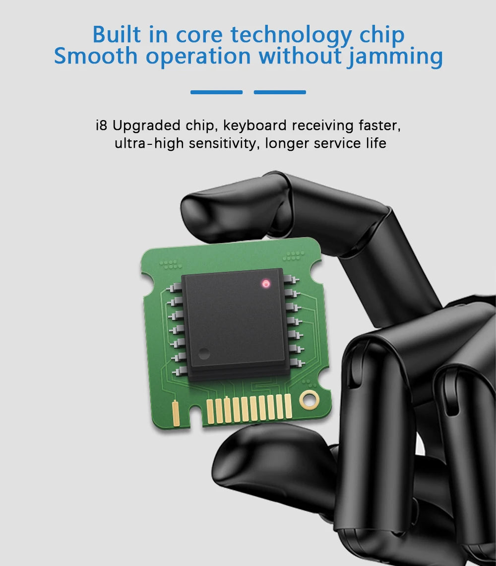 Miniteclado inalámbrico retroiluminado Air Mouse con panel táctil i8, 2,4 G, árabe, francés, español y ruso, para PC, Android TV Box