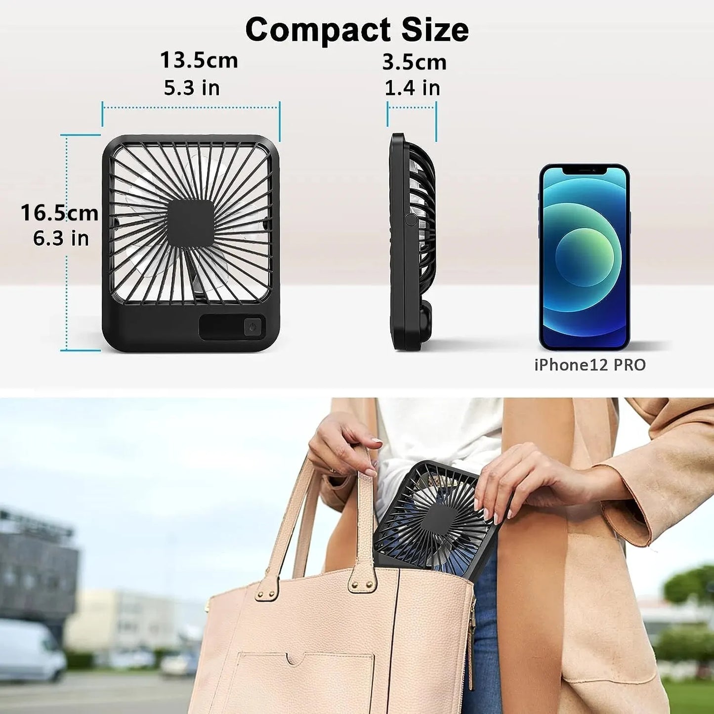 Portable USB Rechargeable Desk Fan With 180º Tilt And 5 Speeds