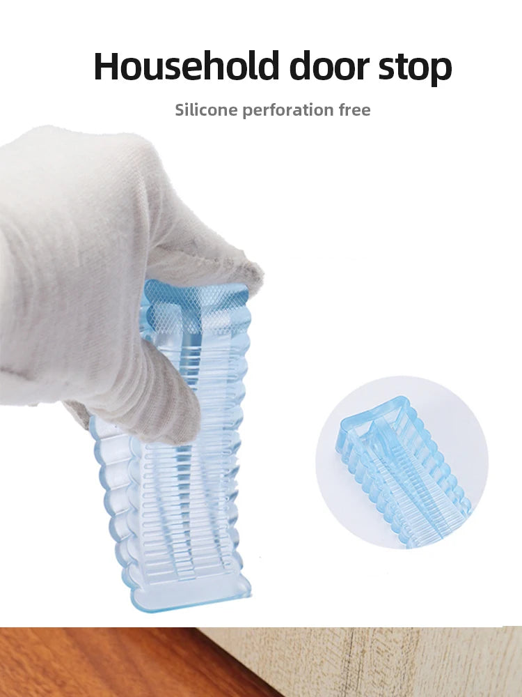 Tope de puerta de silicona con cuña, tope de seguridad, reutilizable, amortiguador, para el hogar y la oficina, tope de puerta manual anticolisión