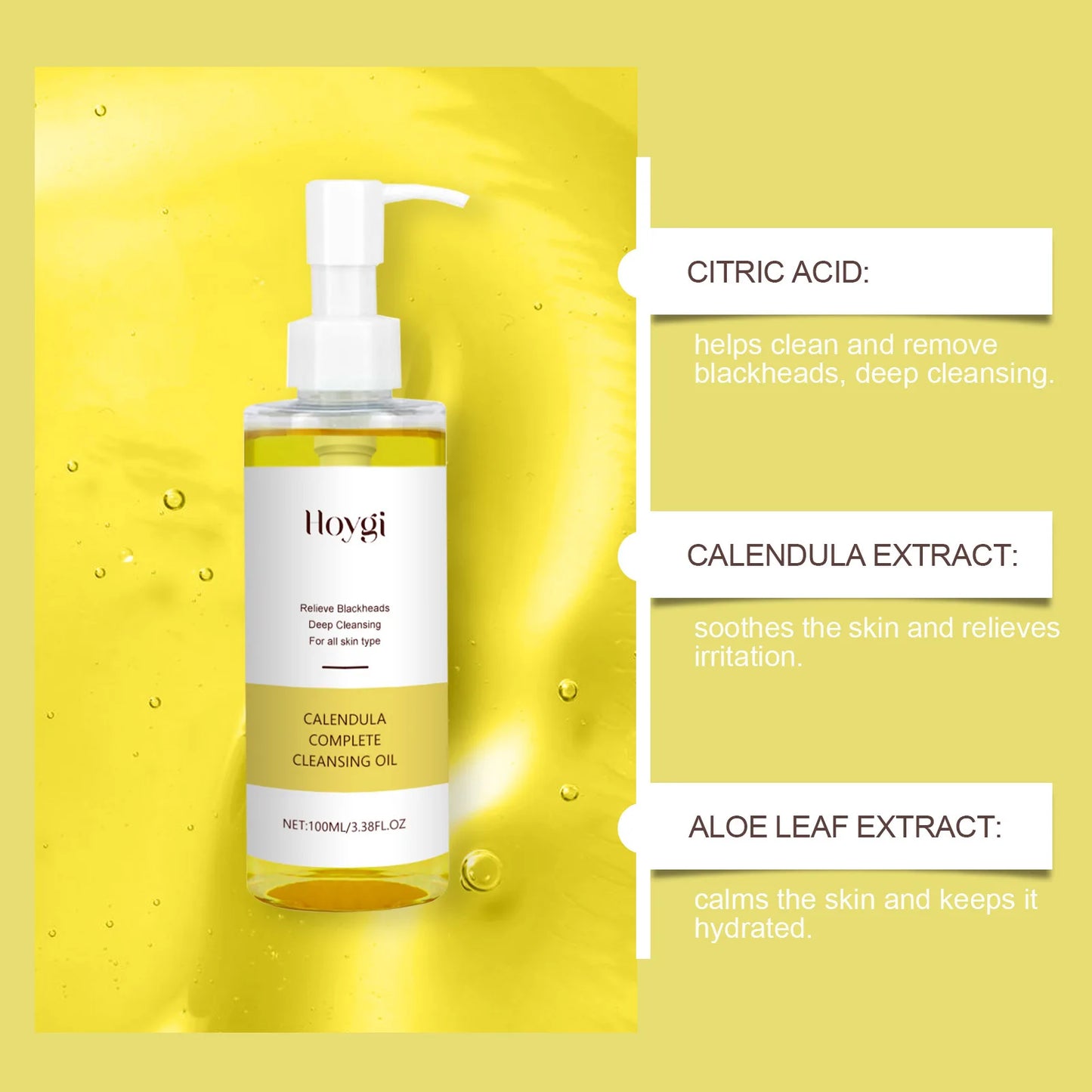 Hoygi Gentle Makeup Remover Oil for Sensitive Skin Refreshing Facial Cleanser with Natural Ingredients