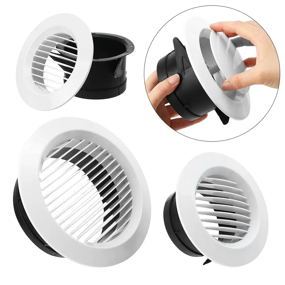 Adjustable Air Ventilation Cover Round Ducting ABS Grille for Kitchen and Bath Air Outlet