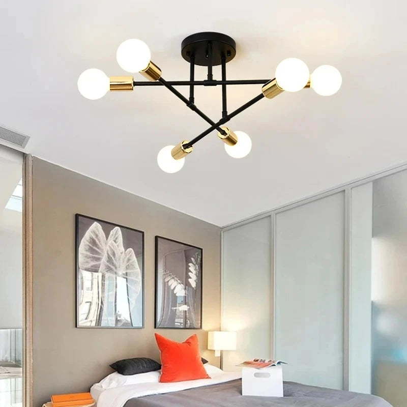 Nordic Minimalist LED Pendant Light Chandelier for Bedrooms and Living Rooms Black and Gold Lighting Fixture