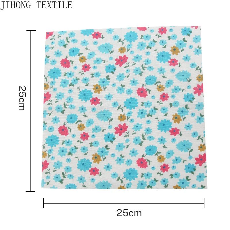7 Pieces 25x25Cm Cotton Flower Fabric Printed Cloth for DIY