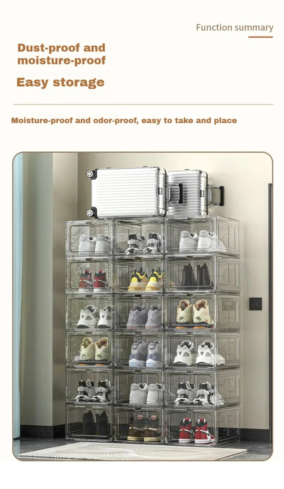 Transparent Shoe Box Magnetic Suction Door Dustproof Storage Box
