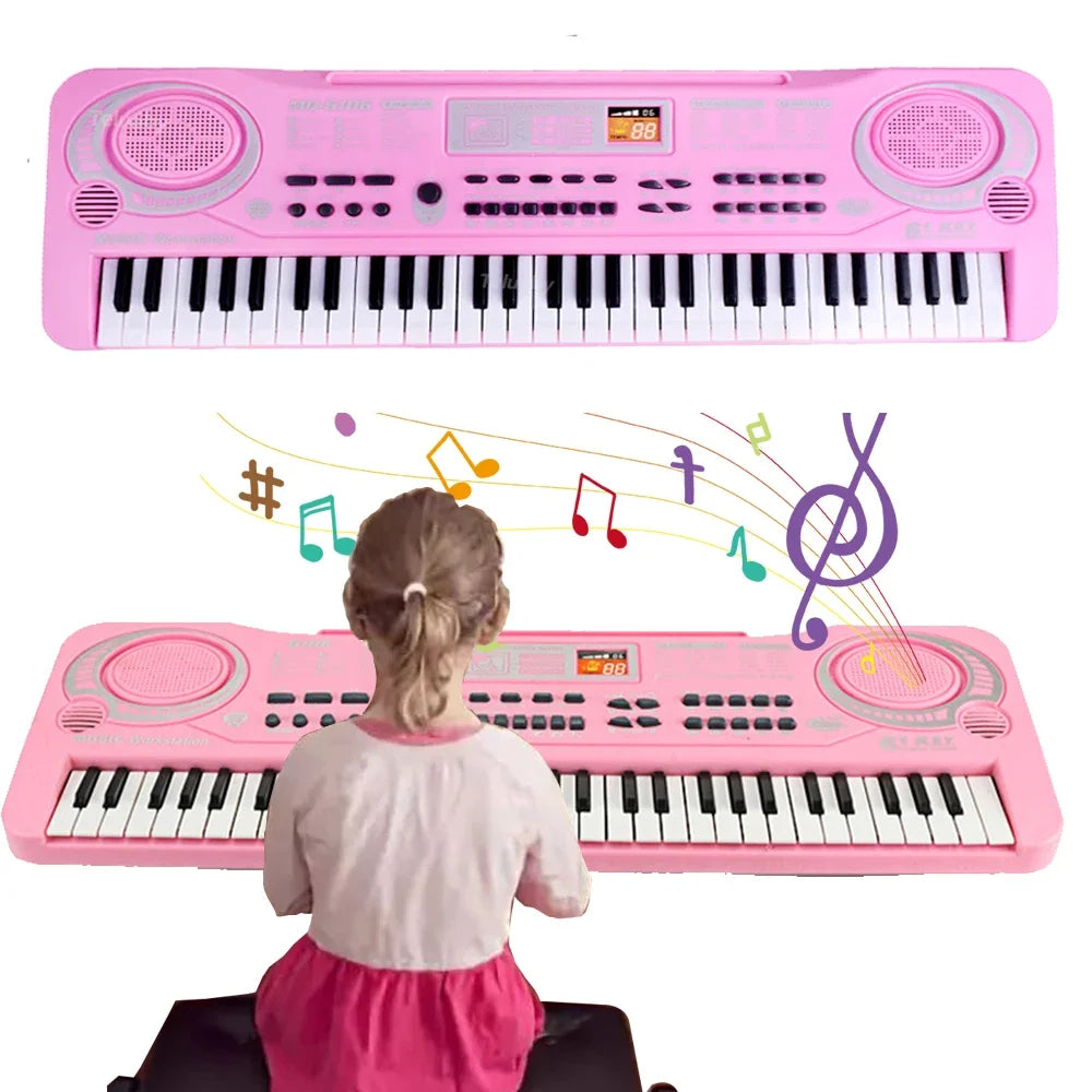 Chriyungel Kids Electronic Piano Keyboard with Microphone 61 Keys or 37 Keys Musical Instrument Toy for Beginner Children