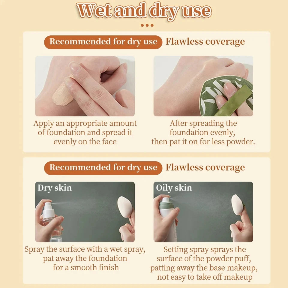 A Set Of 3 Soft Air Cushion Puff Makeup Blender Sponges