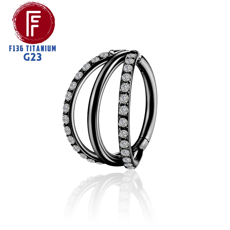 F136 Titanium 3 Layers Nose Rings and Ear Cuff Jewelry