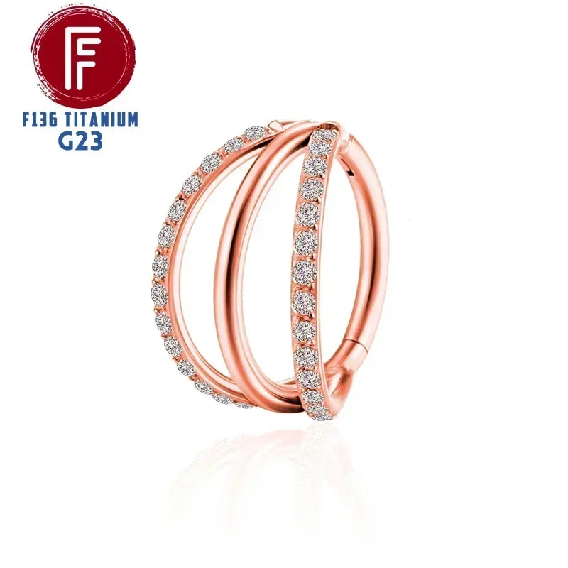F136 Titanium 3 Layers Nose Rings and Ear Cuff Jewelry