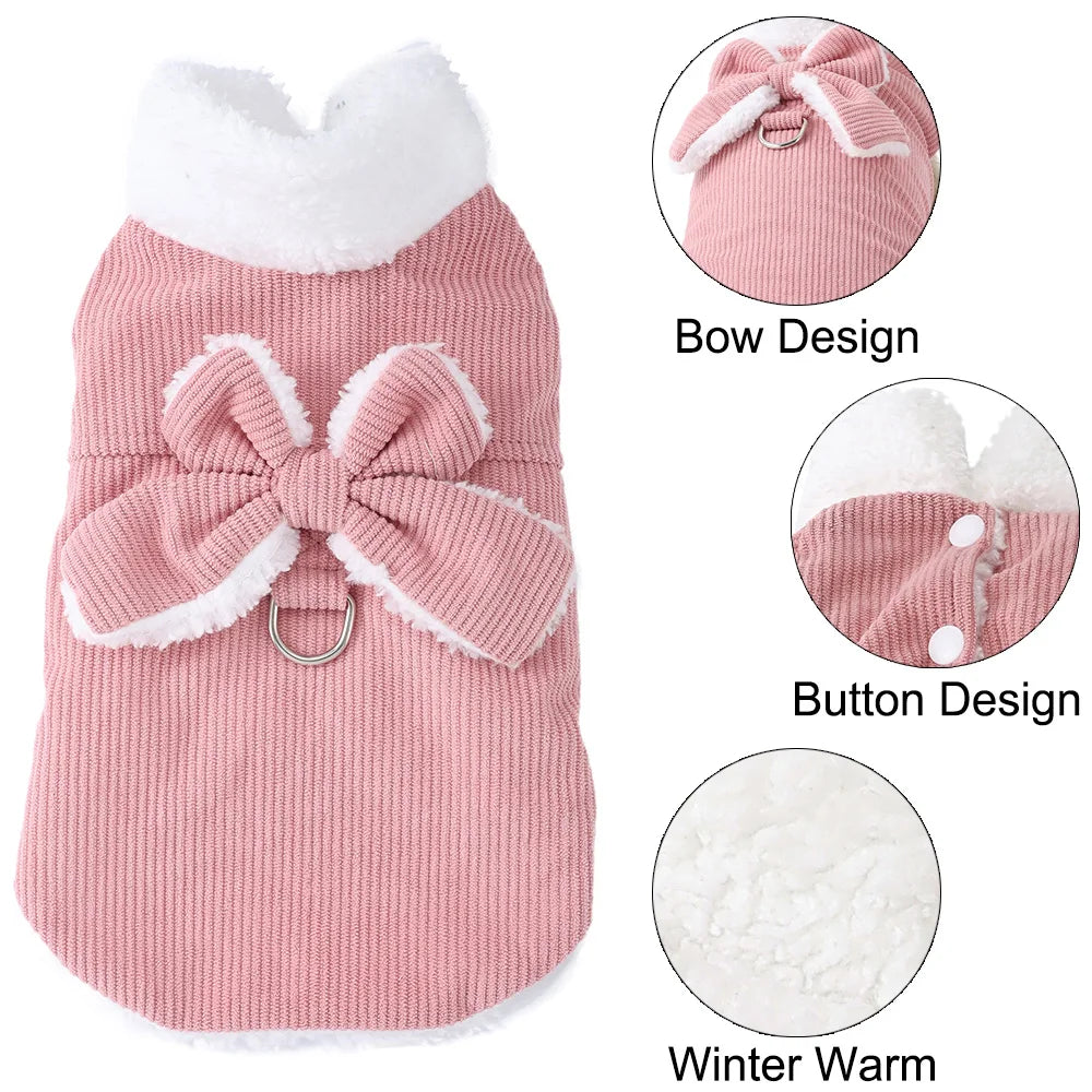 Winter Dog Costume Pet Dog Coat Vest Warm Windproof Puppy Clothing D-ring For Small Medium Dogs Cats Kitten Jacket Pug Clothing