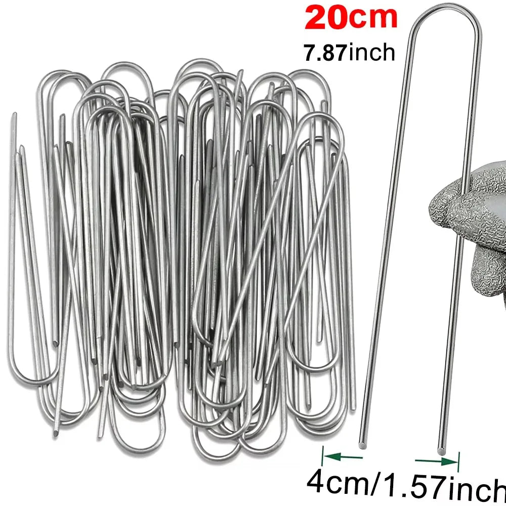 U Type Heavy Duty Garden Staples for Securing Landscape Fencing and Lawn Barriers Galvanized Sod Pins and Ground Stakes