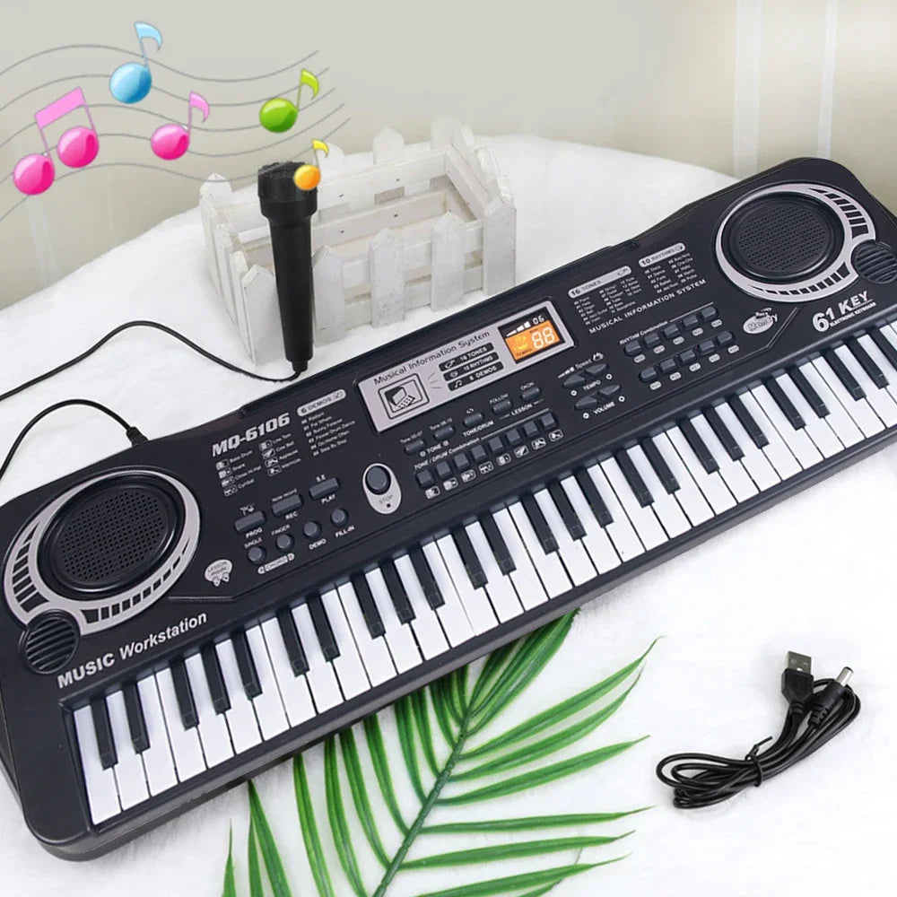 Chriyungel Kids Electronic Piano Keyboard with Microphone 61 Keys or 37 Keys Musical Instrument Toy for Beginner Children