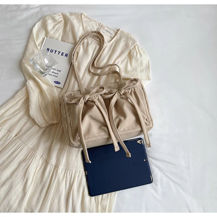 2024 New Korean Bow Nylon Shoulder Bag Large Capacity Tote Bag