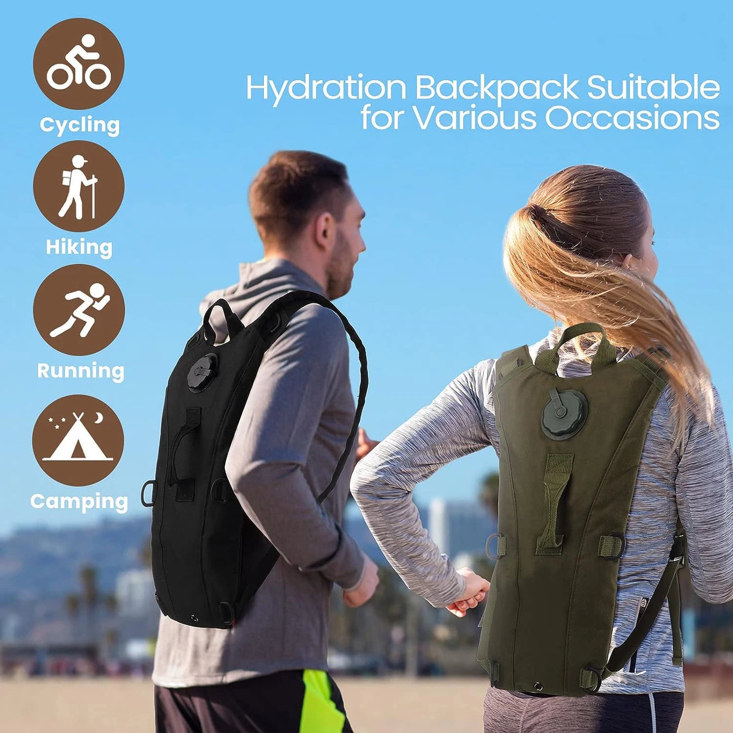 Waterproof Hydration Backpack β Includes 3L Bladder for Hiking, Cycling & Climbing