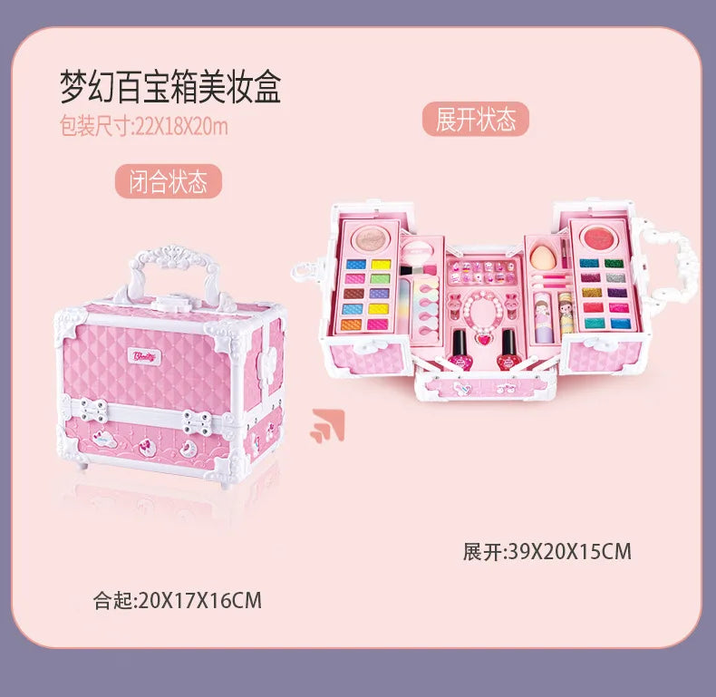 Kids Washable Makeup Kit for Girls Safe Real Cosmetics Set for Toddlers Princess Birthday Gift Toy