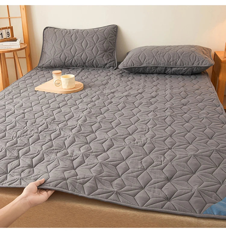 Waterproof Mattress Topper with Elastic Band Quilted Protector Pad for Single/Double Bed 140/160