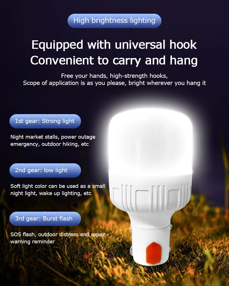 2pcs Rechargeable LED Emergency Portable Lights for Camping