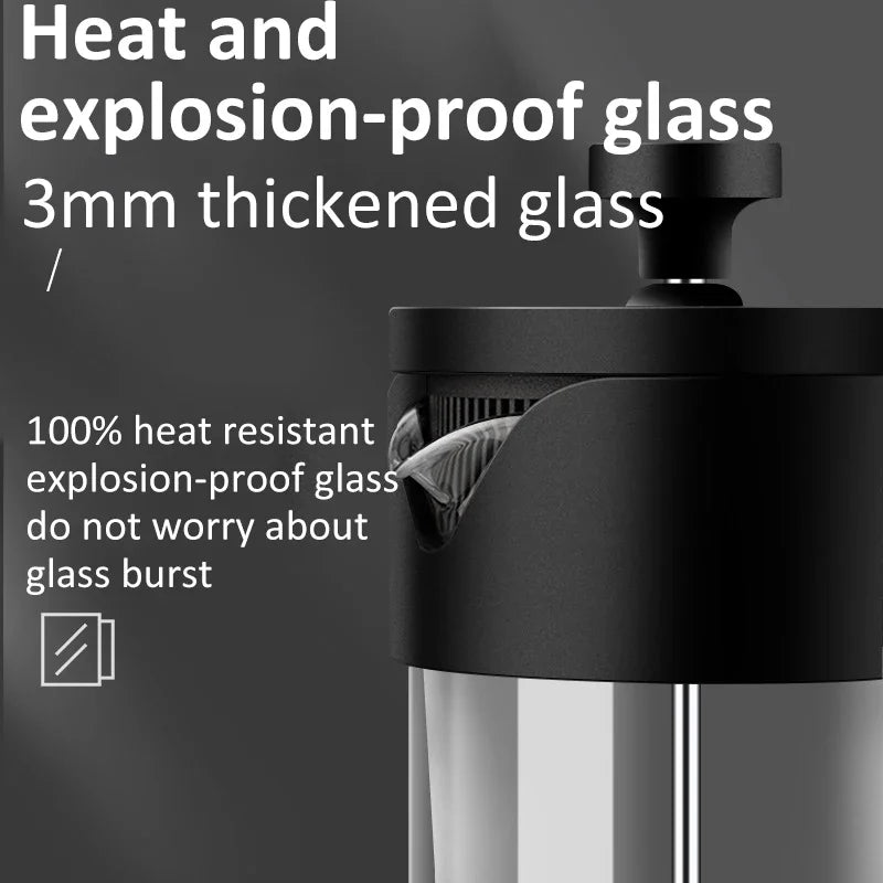 French Press Coffee Maker β 350ml/600ml/1L Borosilicate Glass Pot with Stainless Steel Filter