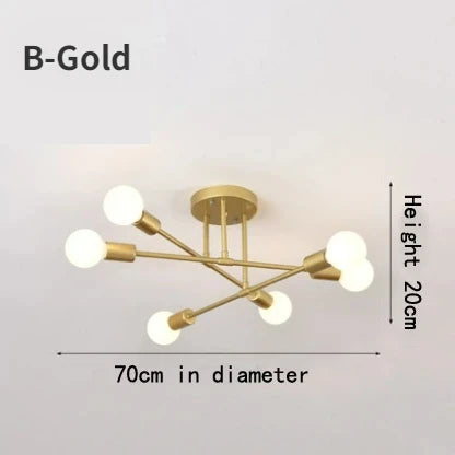 Nordic Minimalist LED Pendant Light Chandelier for Bedrooms and Living Rooms Black and Gold Lighting Fixture