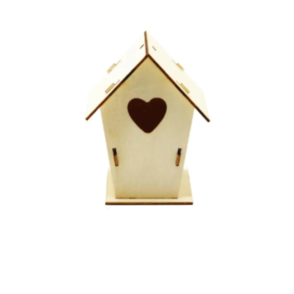 3pcs Pet Supplies Wooden Bird Nest Minimalist Cartoon Bird House Creative DIY Bird Feeder Children Toy