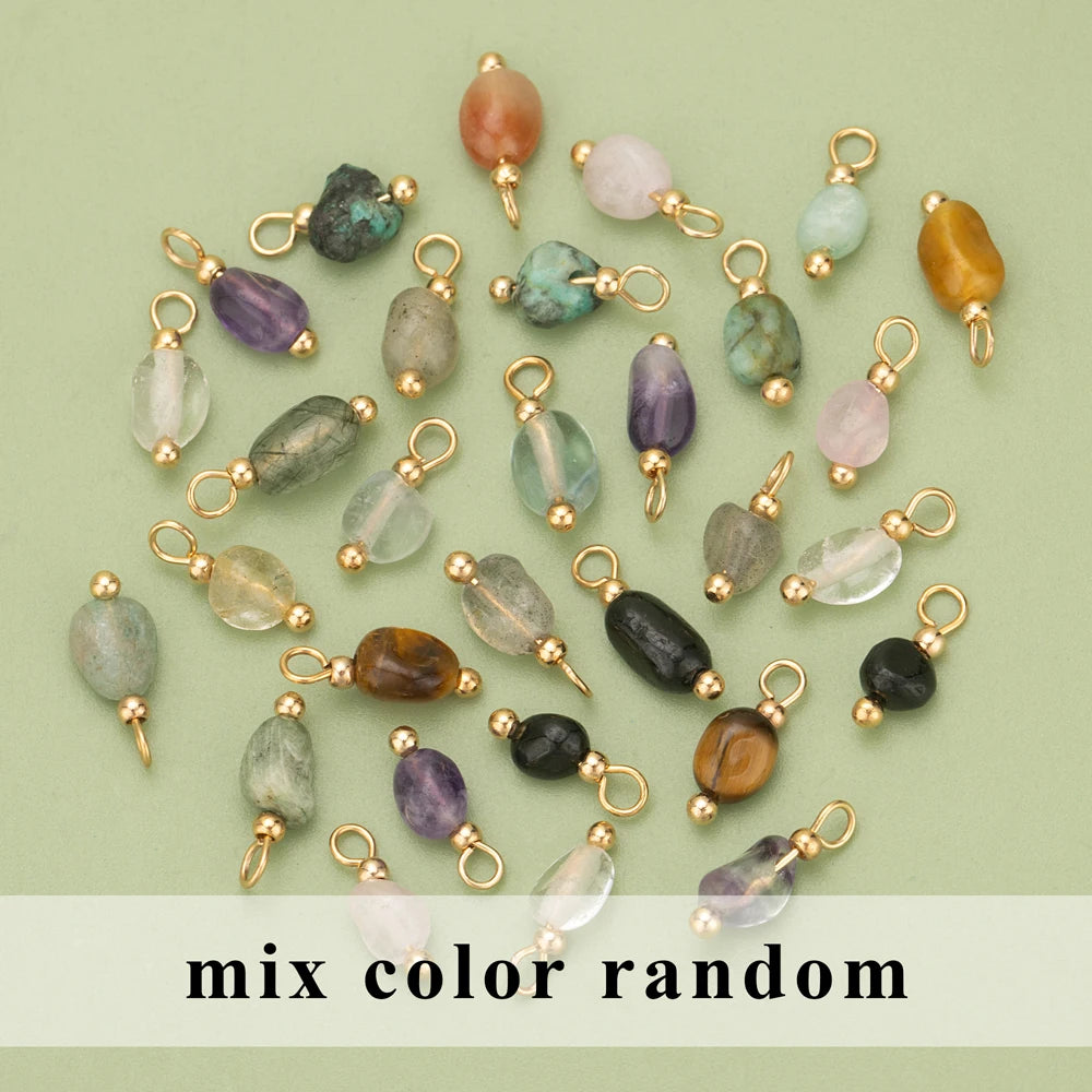 YEGUI C324S 20pcs Natural Stone Charms 18K Gold Plated