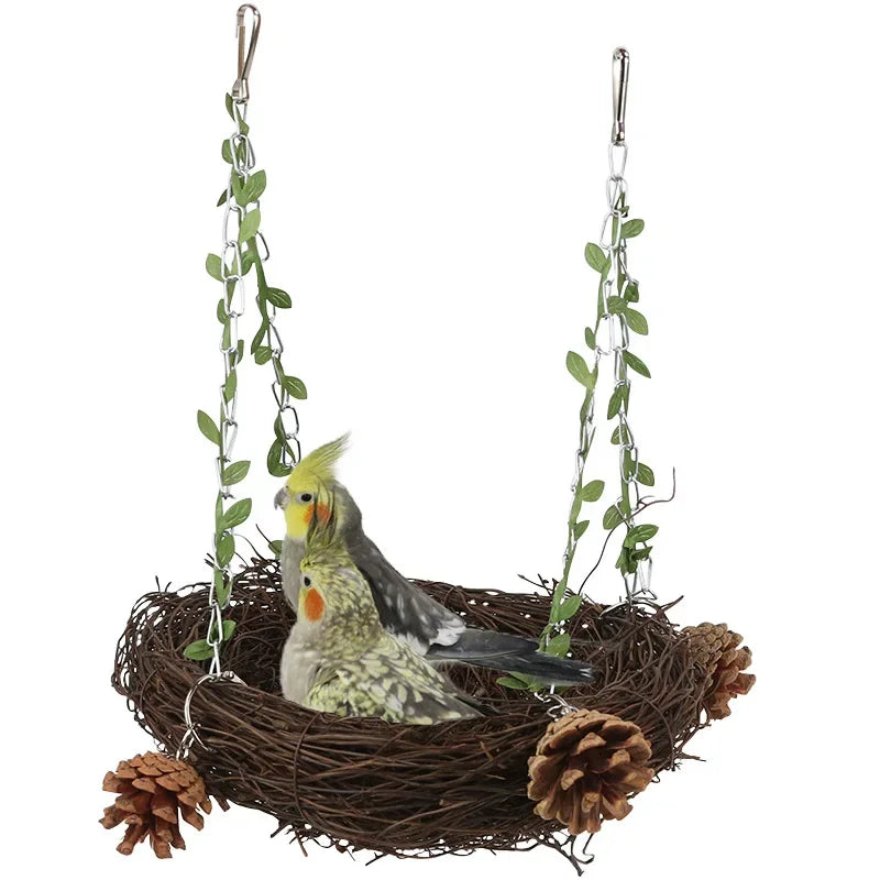 Rattan Round Rattan Bird Nest, Parrot Hanging Cages, Parrots, Pigeons Bedding, Rattan Weaving Bedding, Bird Play Toys