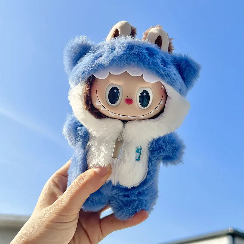 17cm Cute Mini Plush Doll Shark Onesie Clothes Outfit Accessories for Kpop Exo Labubu Dolls