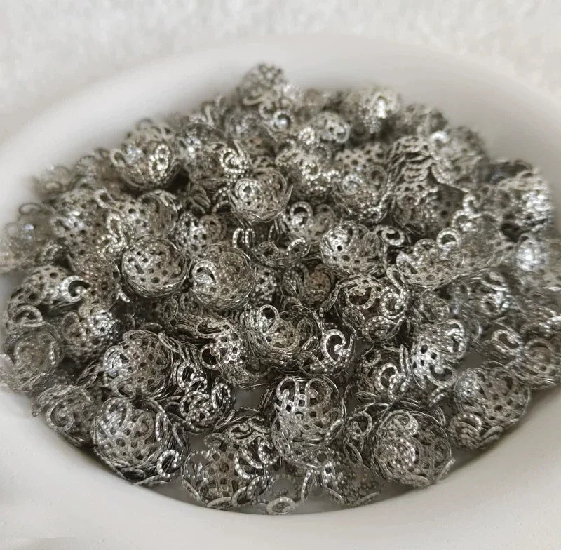 200/600pcs 10mm Five Petals Flower Filigree Bead Caps for Jewelry Making