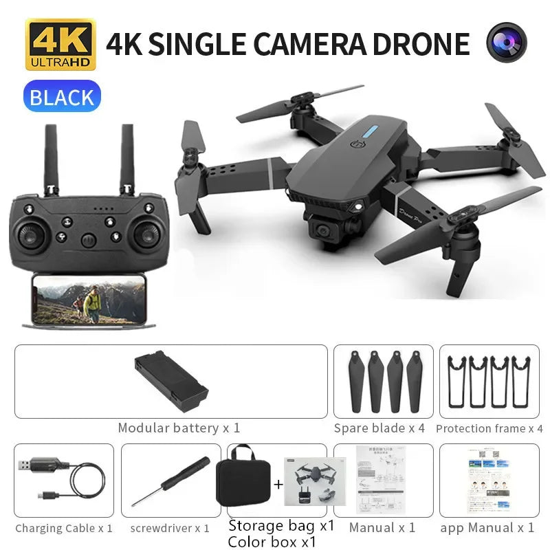 Professional Mini Remote Control Drone E88 4K HD Camera Wifi FPV Folding Quadcopter Gift for Kids
