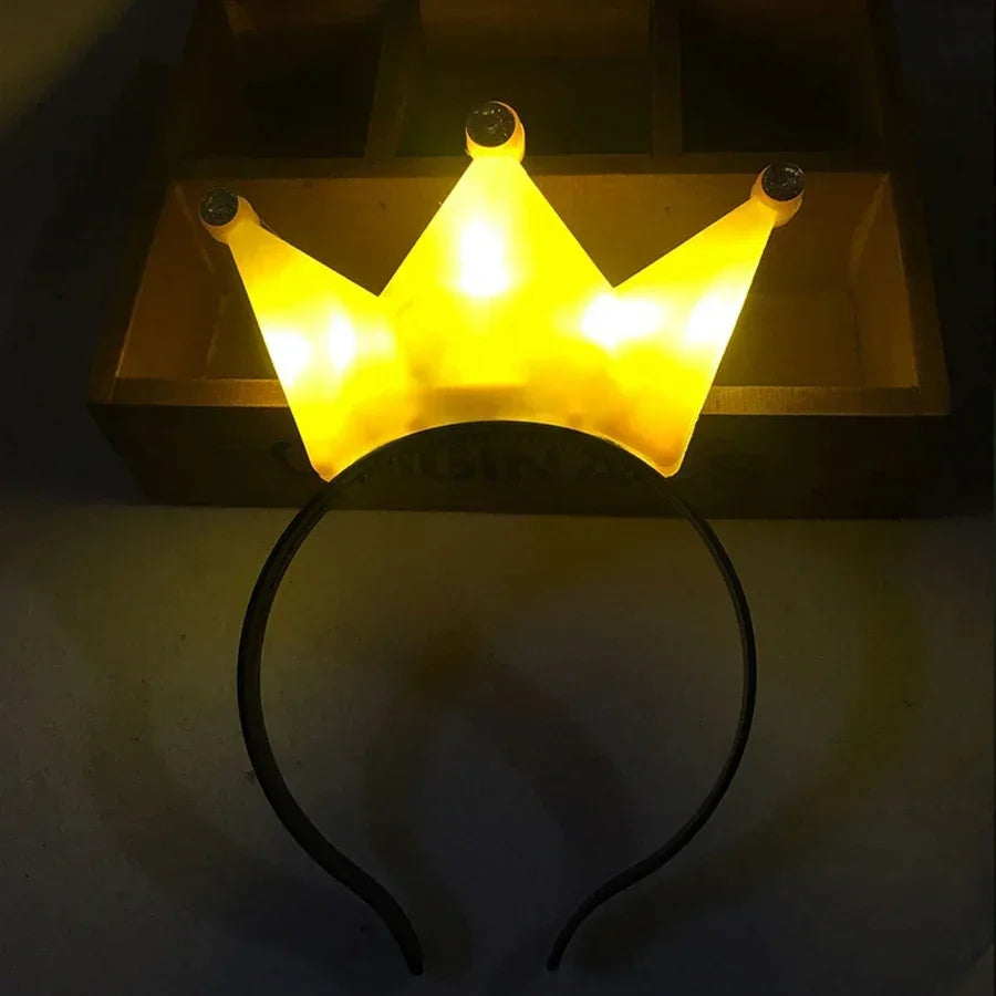 LED Princess Crown Headbands 6/12pcs Light Up Tiaras for Weddings and Parties Flashing Hair Hoops