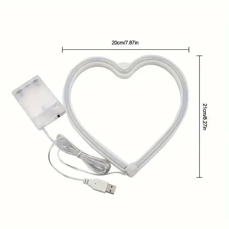1pc USB Heart Shape LED Neon Light Sign for Bedroom and Bar