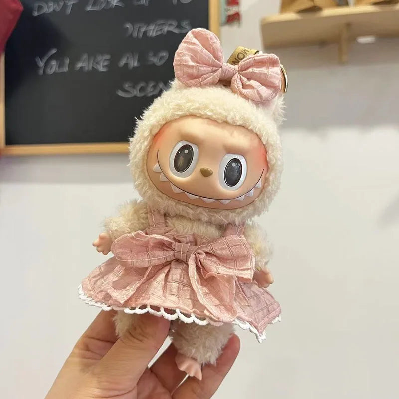 17cm Cute Mini Plush Doll Shark Onesie Clothes Outfit Accessories for Kpop Exo Labubu Dolls