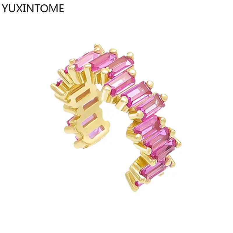 1PC Pave Color Crystal Ear Cuff Adjustable Gold Clip Jewelry