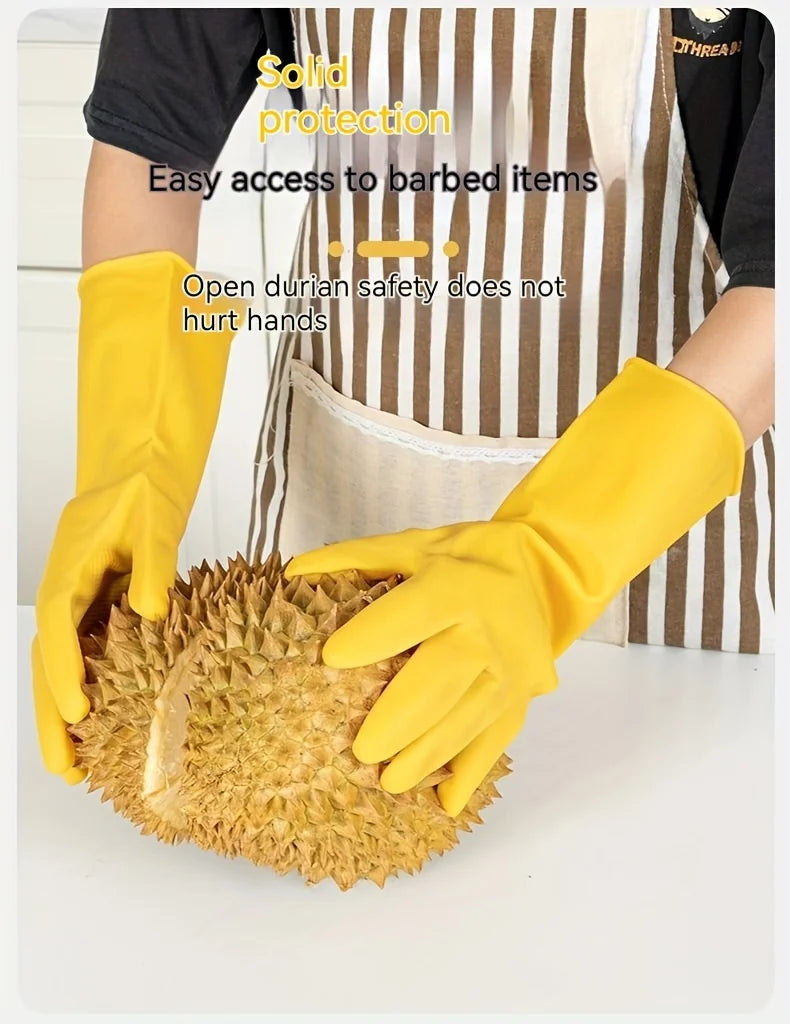 5 Pack Waterproof Yellow Rubber Gloves for Gardening and Household Cleaning Durable Long Design for Men and Women