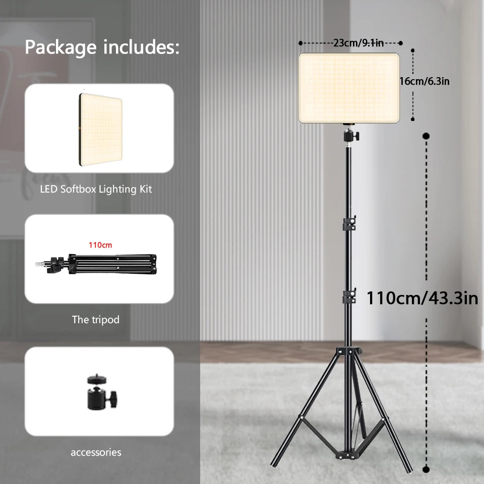 LED Video Lights Conference Photography Lighting Selfie Light Lamp With Tripod For TikTok Zoom Live Streaming