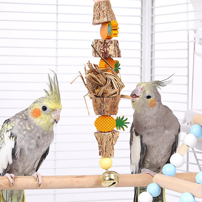 Sturdy Bird Toy Swing Chewing Training Toy Small Parrot Hanging Decor Parrot Cage Natural Grass Pet Bite Relieve Boredom Toy
