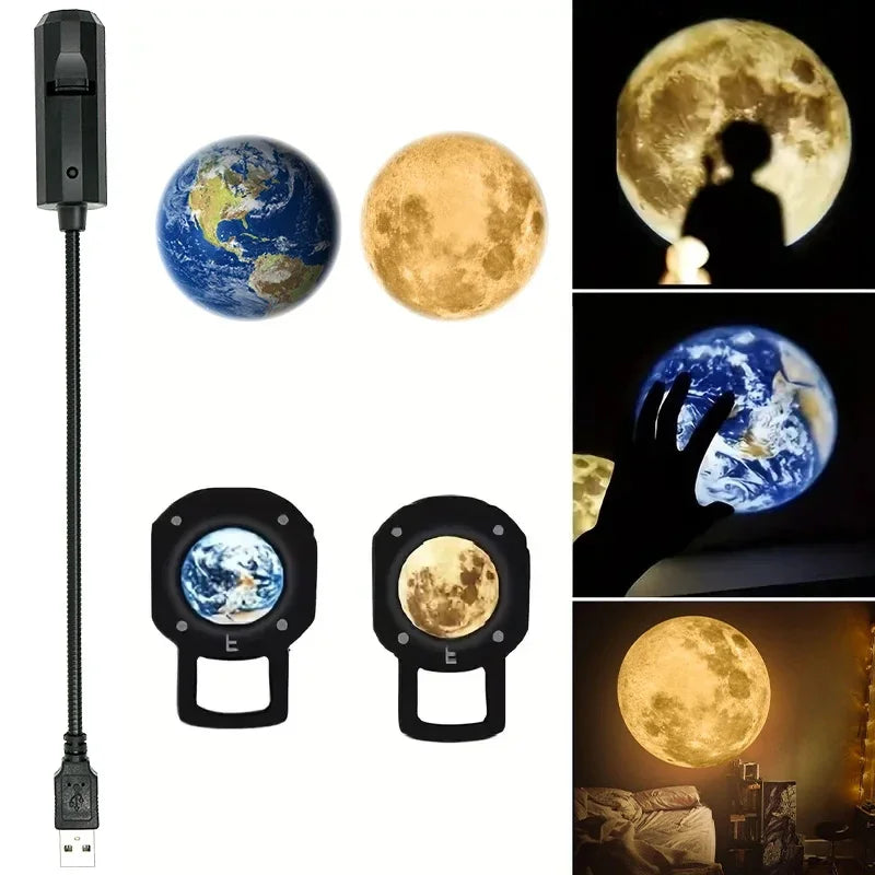 Planet Projection Light Moon Earth USB Night Light for Kids