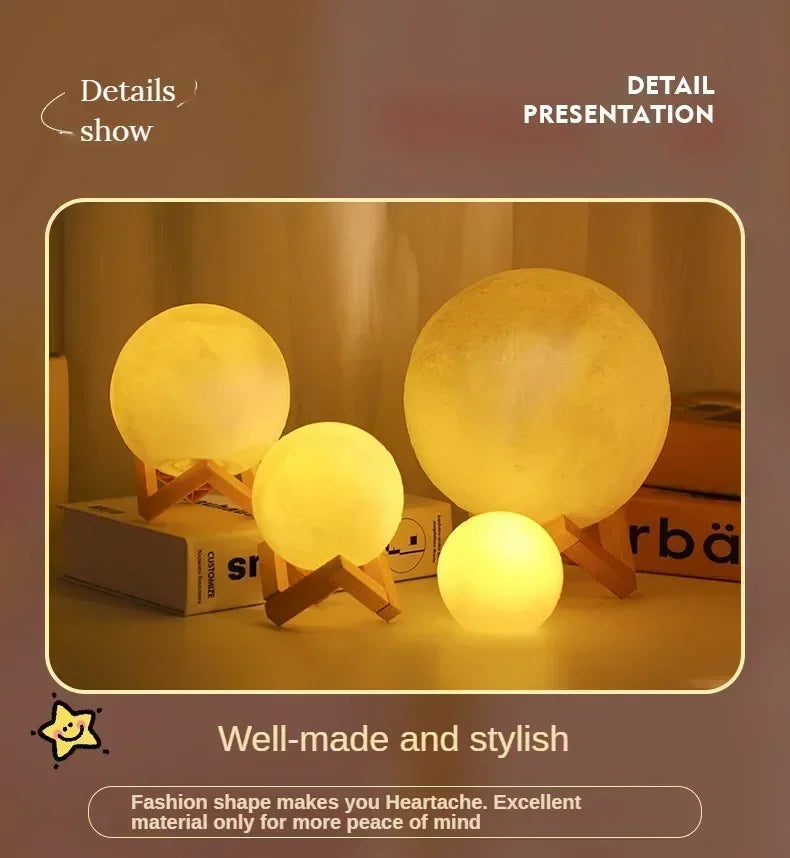 Stunning 3D Moon Lamp Night Light for Energy-efficient Room Dcor