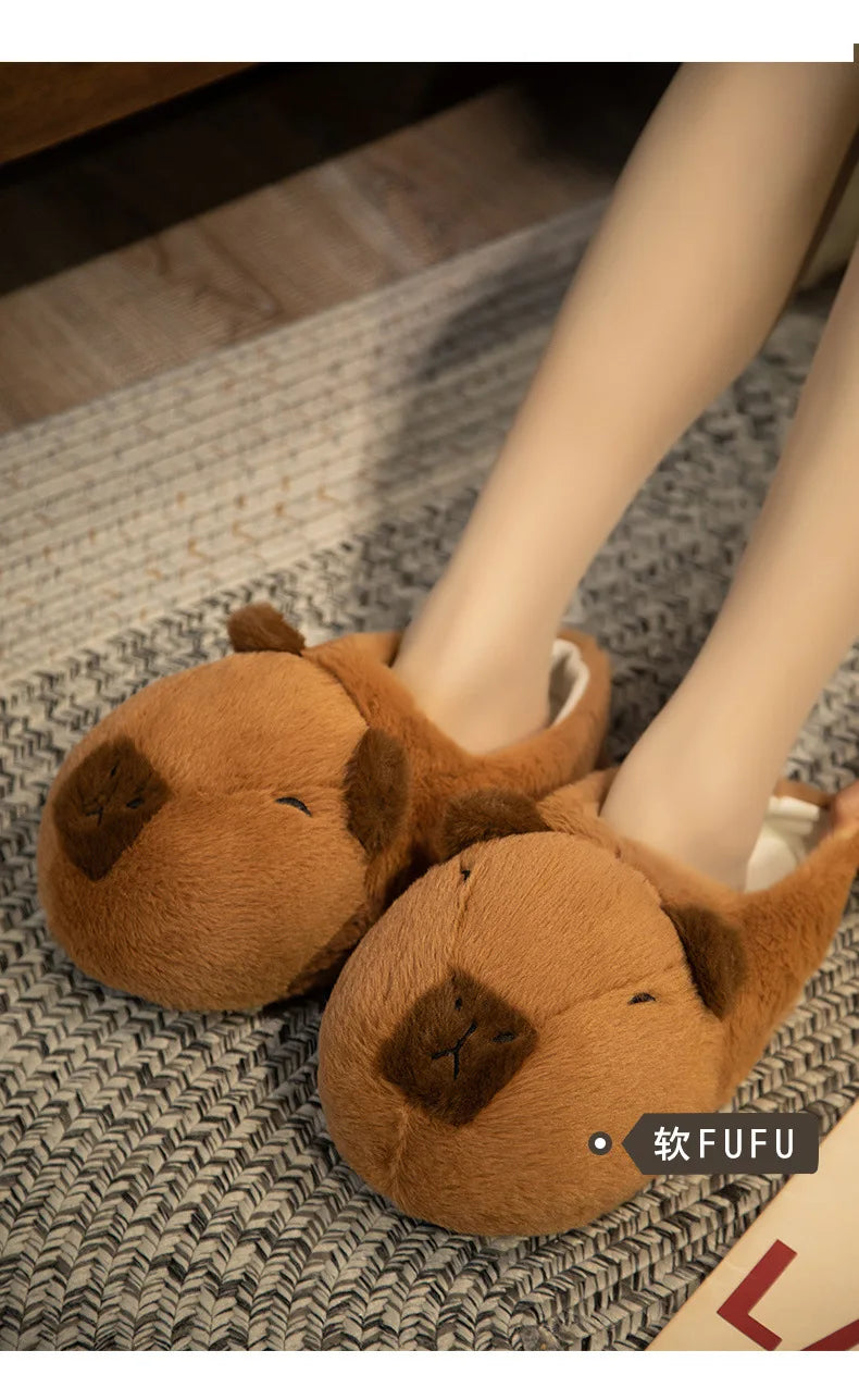 Cute Capybara Plush Slippers Soft Warm Indoor Shoes