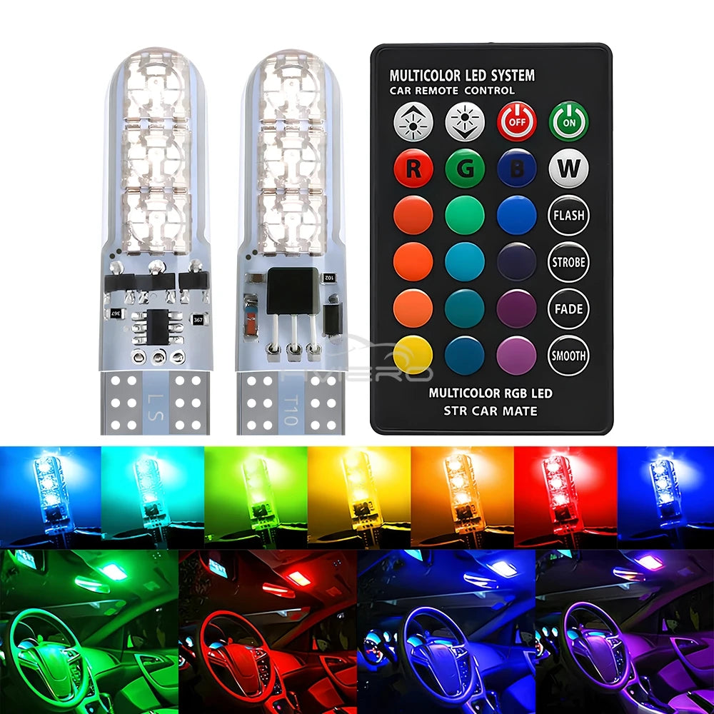 New T10 5050 6SMD DC 12V Waterproof RGB W5W Car Bulb