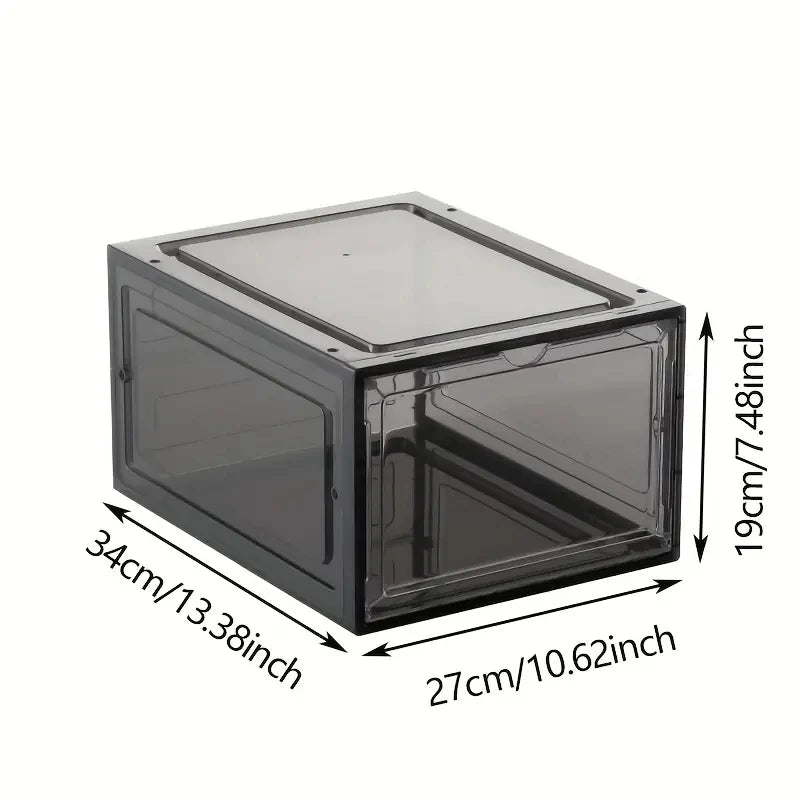 1/10pcs Clear Plastic Shoe Display Case and Hat Organizers with Magnetic Door Waterproof Storage Solution