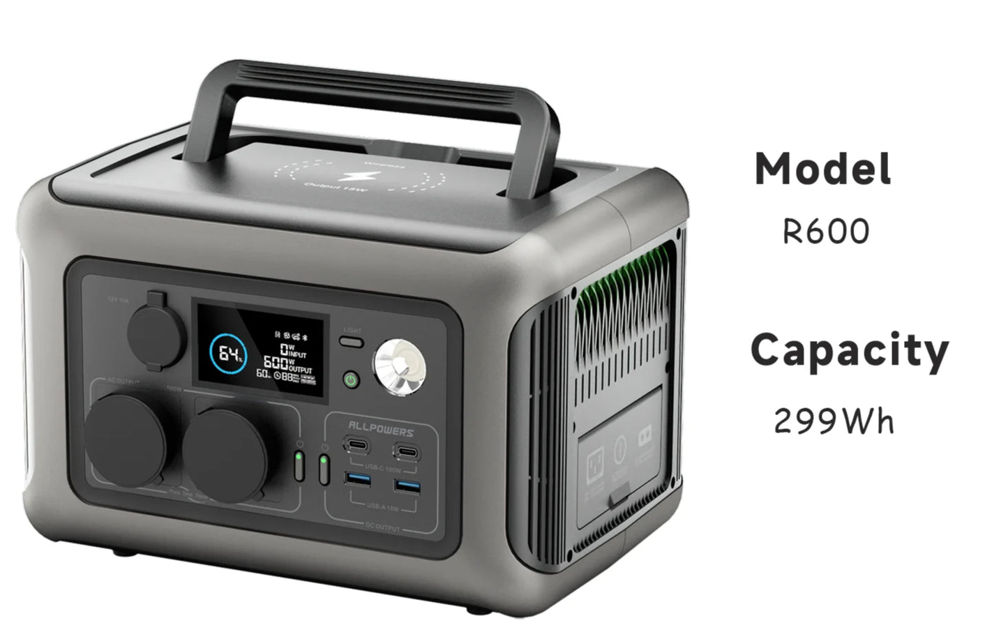 ALLPOWERS R600 Portable Power Station with 299Wh LiFePO4 Battery for Camping, RV Trips and Emergency Backup