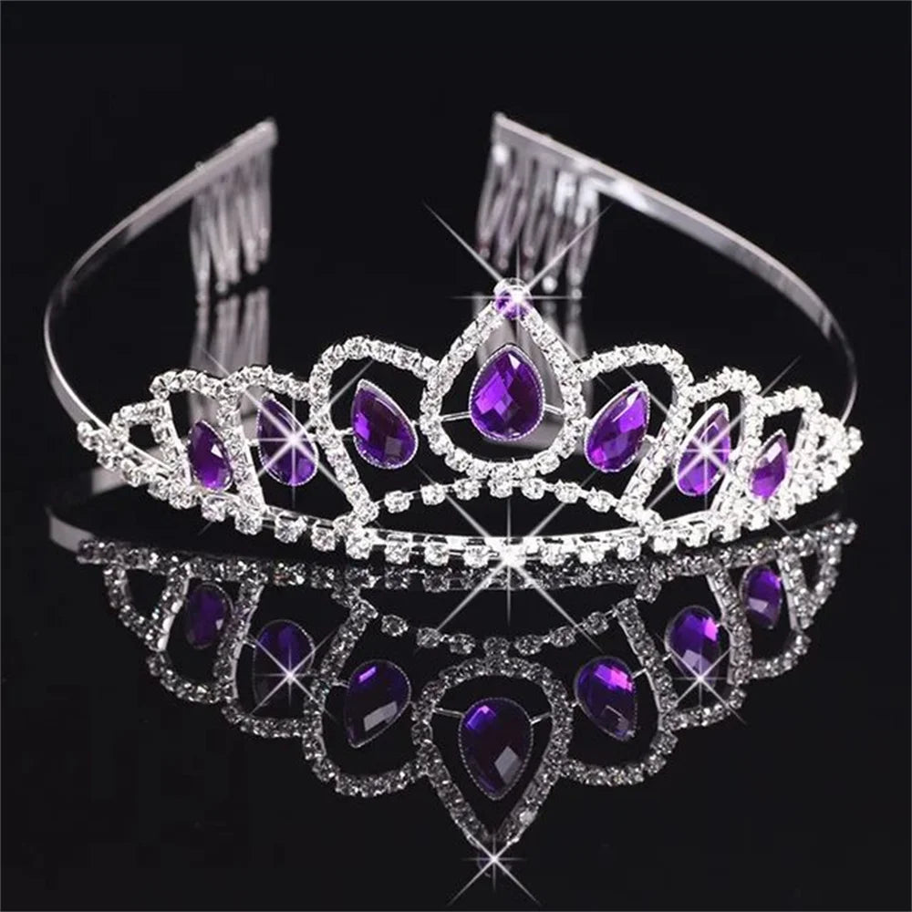 Baroque Ladies Party Hair Jewelry Bridal Wedding Tiara Red Love Crystal Crown
