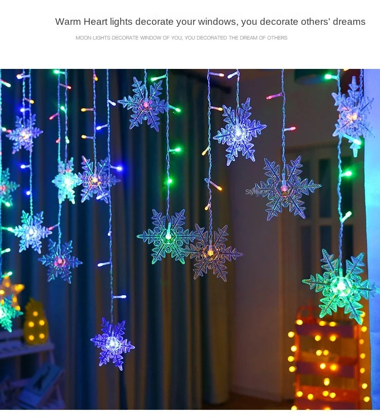 3.2M Christmas Snowflakes LED String Lights Waterproof Fairy Curtain for Holiday Party Wedding Decoration