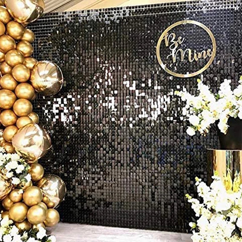 Panels Black Shimmer Wall Panels Backdrops with Square Sequins
