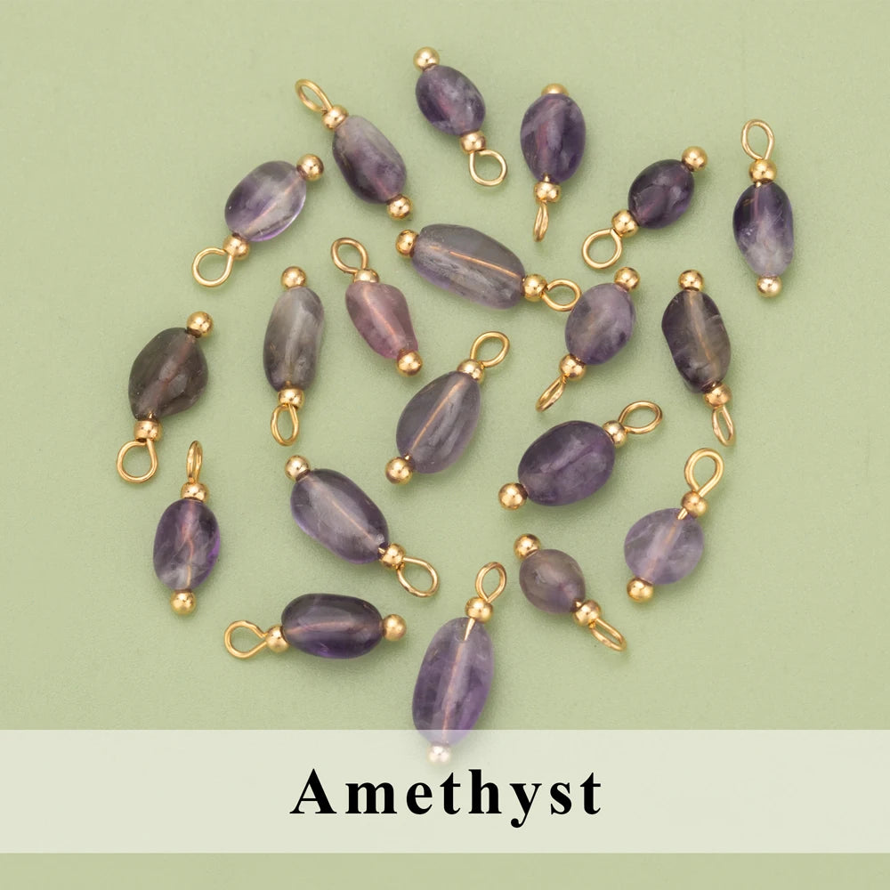 YEGUI C324S 20pcs Natural Stone Charms 18K Gold Plated