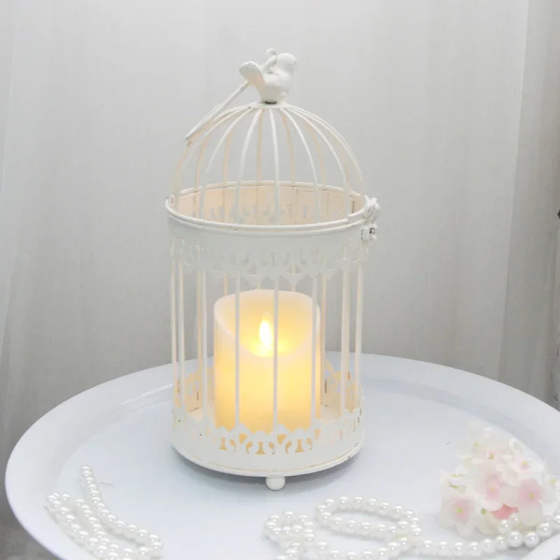 Iron Metal Bird Cage Decoration Hanging Flower Wedding Candle Holder Jewelry